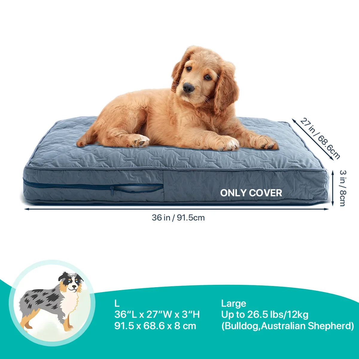 Afralia™ Orthopedic Large Dog Bed with Washable Cover, Foam Pet Mat, Quilted Dog Crate Bed
