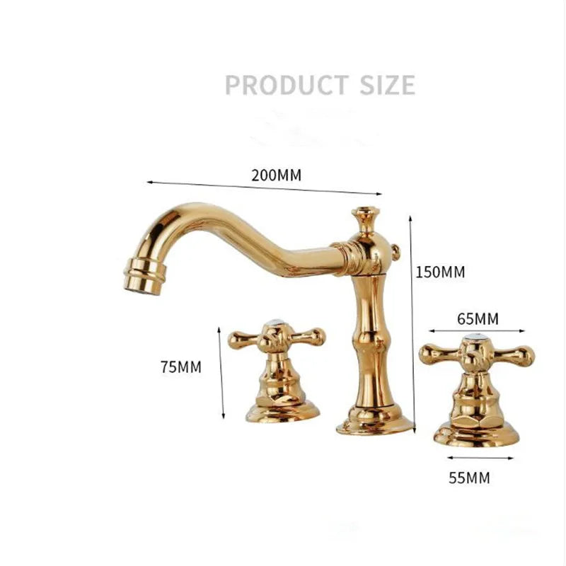 Afralia™ Antique Brass Gold Bathroom Basin Faucet with Double Handles