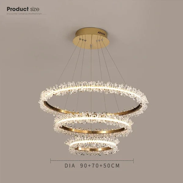 Afralia™ Gold Crystal Ring Chandelier for Living Room and Restaurant Décor