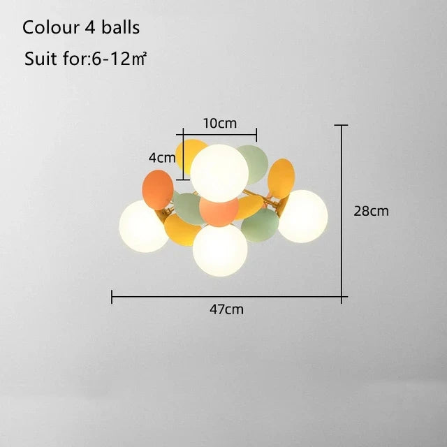 Afralia™ Kids LED Ceiling Light: Iron Sheet Glass Chandelier