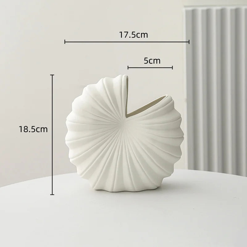 Afralia™ Shell Nautilus Snail Ceramic Vase Semicircle - Home Decor & Flower Arrangement