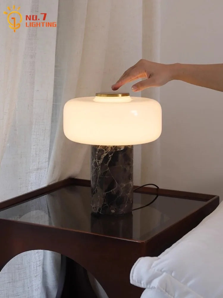 Afralia™ Glass Marble Table Lamp LED Modern Desk Light for Home Decor