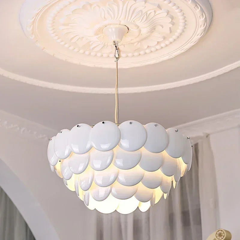 Afralia™ White Ceramic Round LED Chandelier for Artistic high-end Decor