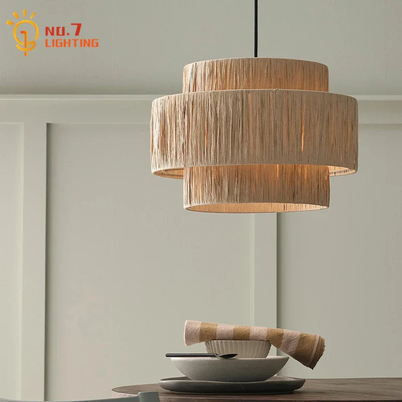 Afralia™ Wabi-sabi Rattan Weave Pendant Light for Home and Restaurant