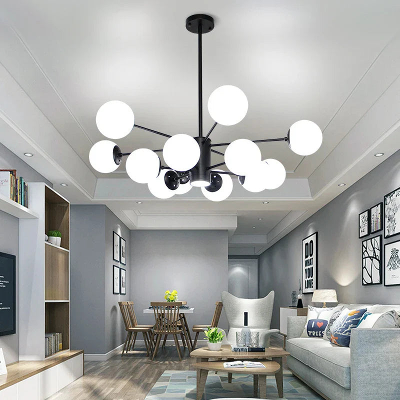 Afralia™ Glass Ball Chandelier: Modern Lustre Lighting for Living Room, Bedroom, Dining Room