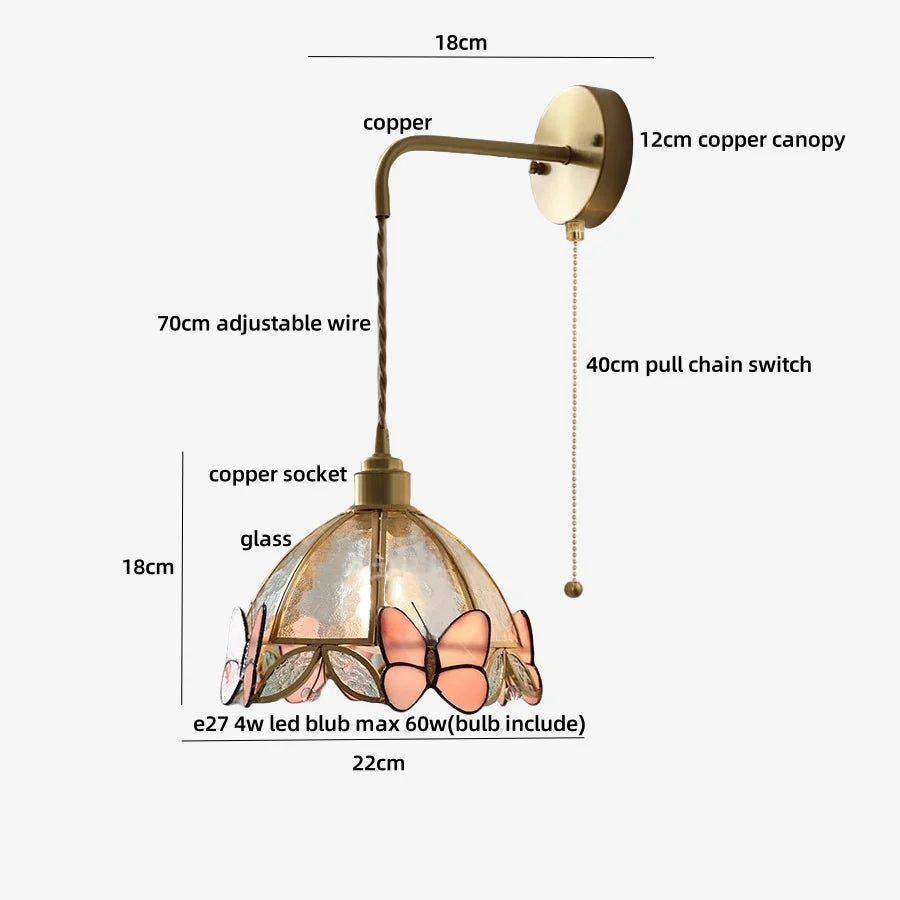 Afralia™ Copper Adjustable LED Wall Light with Pull Chain Switch