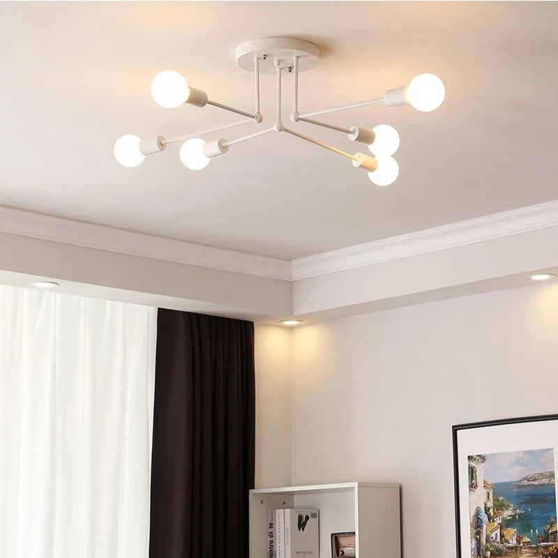 Afralia™ Modern 6/8-Head E27 Ceiling Light for Living Dining Bedroom with Black/White Finish