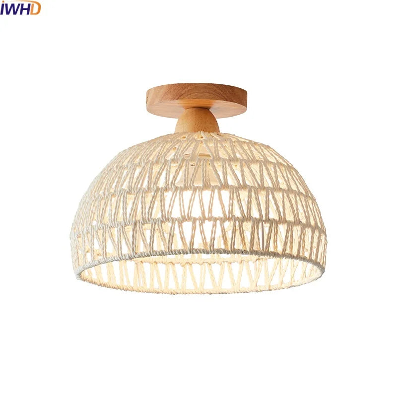 Afralia™ LED Wicker Wood Ceiling Lights Modern Style Hallway Nordic Luminaria