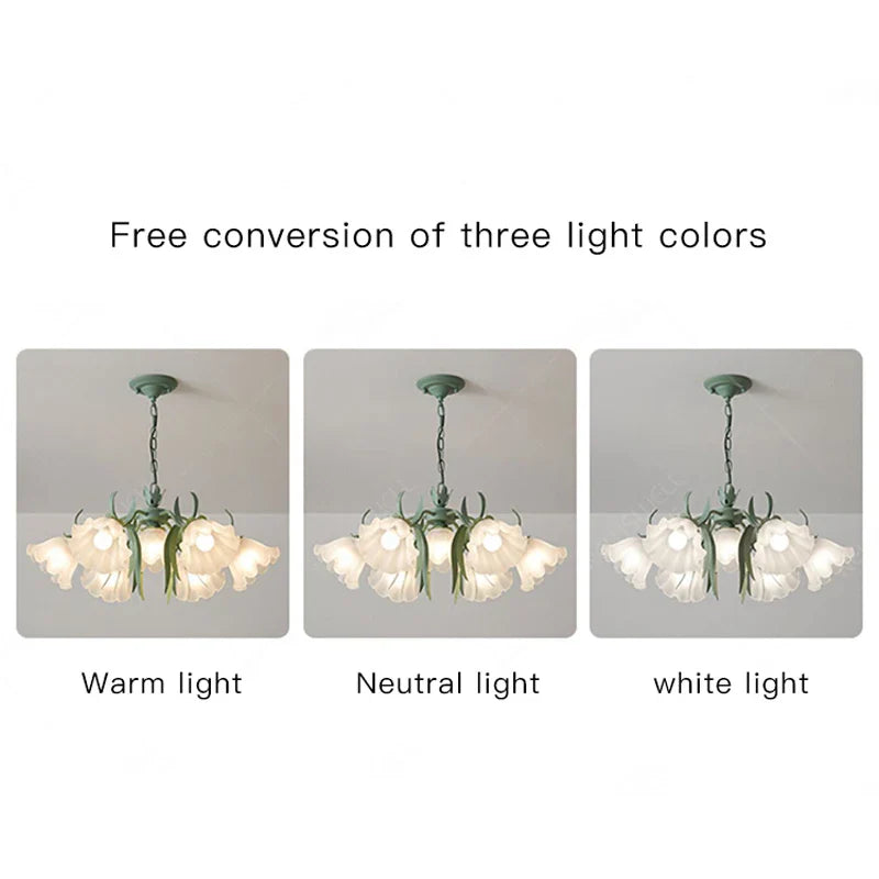 Afralia™ Nordic Green Flower Chandelier: Elegant Floral Ceiling Light for Home & Restaurant