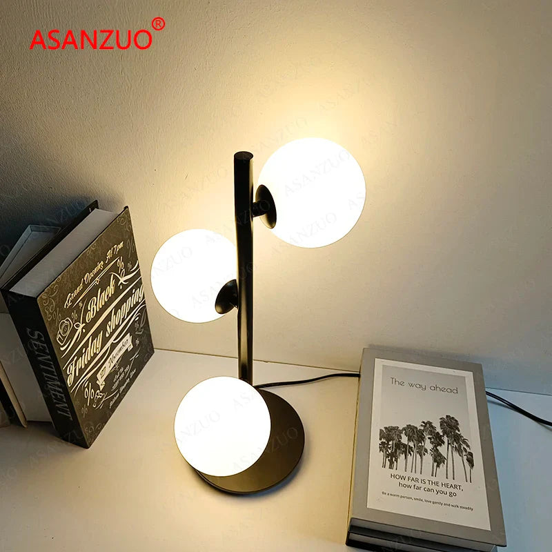 Afralia™ LED Gold Table Lamp with Milk White Glass Lampshade