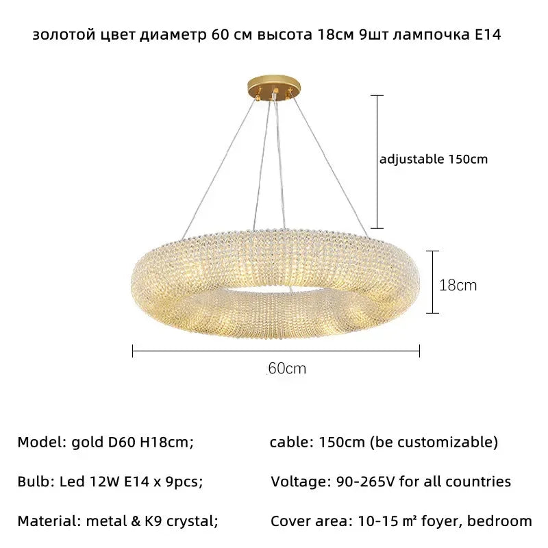 Afralia™ Crystal Luxury Loft Pendant Light with LED E14 Bulb for Living Room