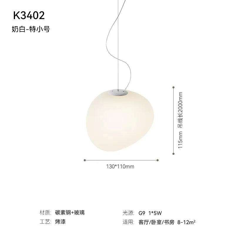 Afralia™ Glass Pebble Pendant Lights LED E27 Minimalist Design for Restaurant, Living Room, Bedroom