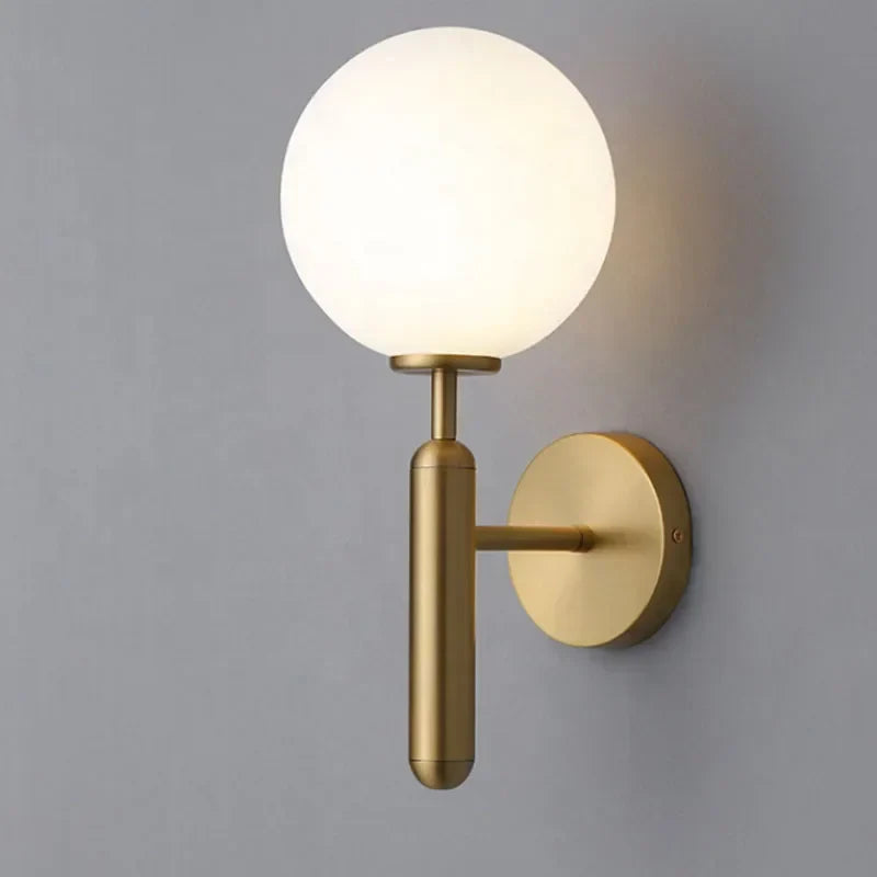 Afralia™ Modern Gold Glass Wall Lamp for Hotel Bedroom LED Indoor Energy Saving