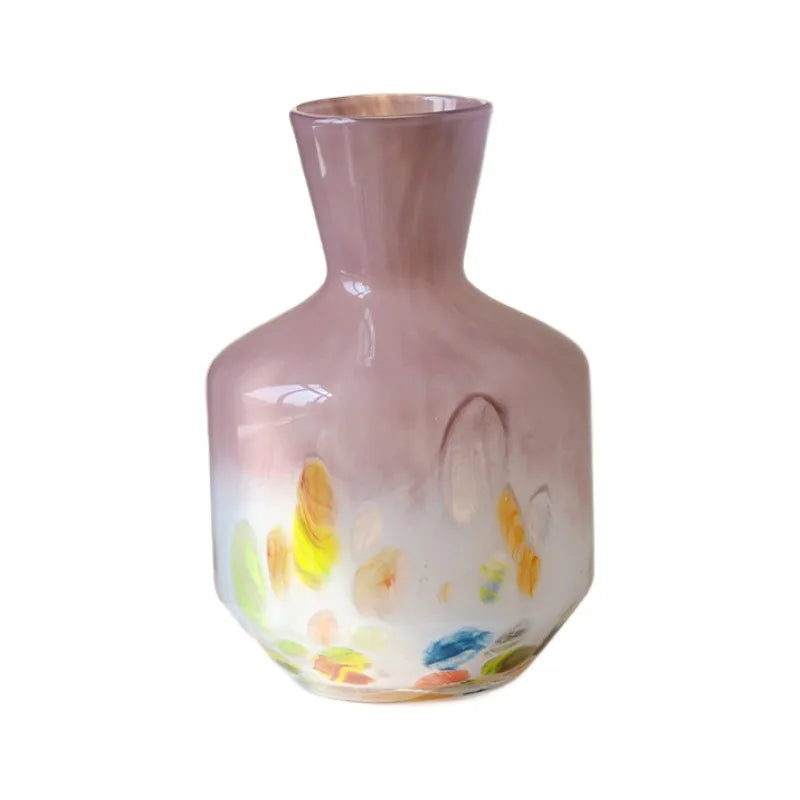 Afralia™ Pink Glass Vase Graffiti Flower Hydroponics Home Decoration Accessories