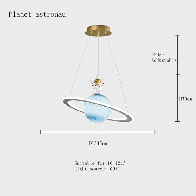 Afralia™ Children'S Space Star Astronaut LED Pendant Lamp for Boys Room, Acrylic Indoor Decor