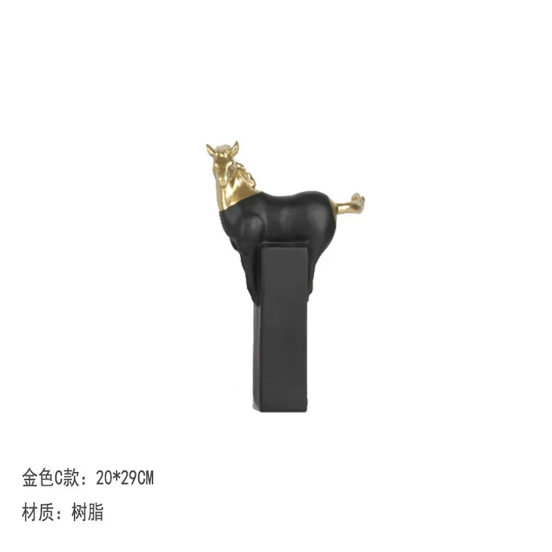 Afralia™ Resin Horse Statue Abstract Sculpture Figurine Home Decor Art Ornament