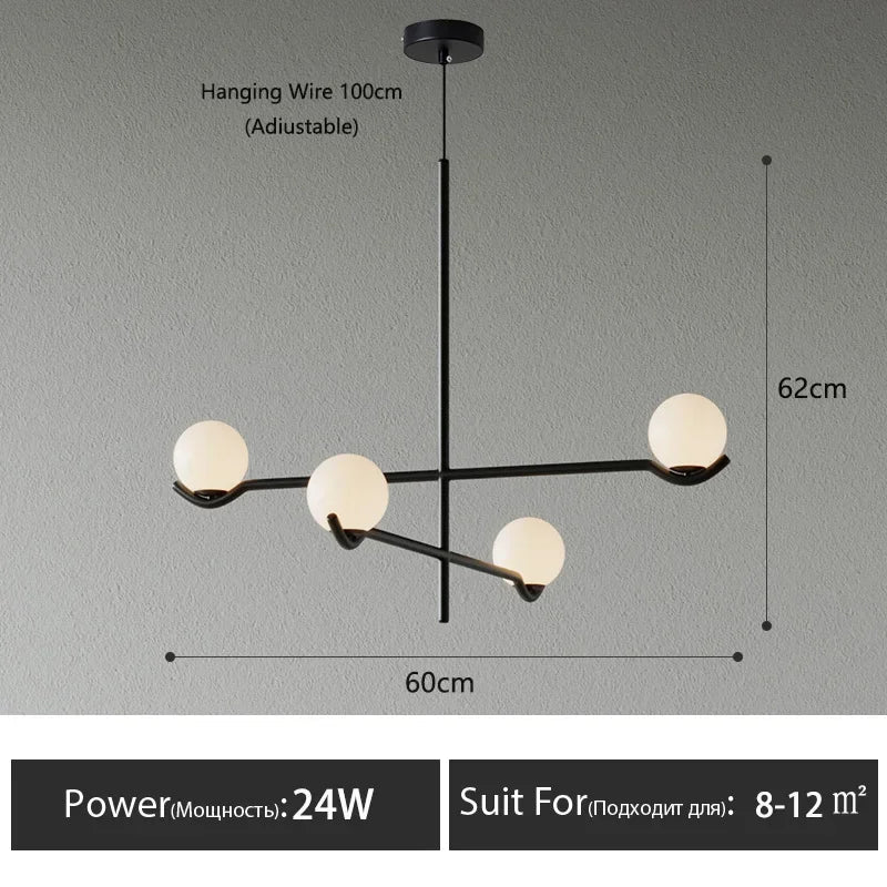 Afralia™ Modern Black Gold LED Ceiling Chandelier for Bedroom Living Dining Room