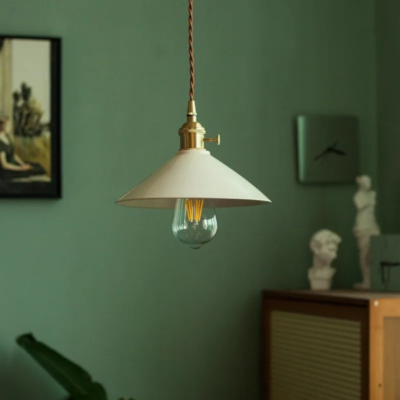 Afralia™ Beige Ceramic LED Pendant Lamp for Home and Commercial Spaces