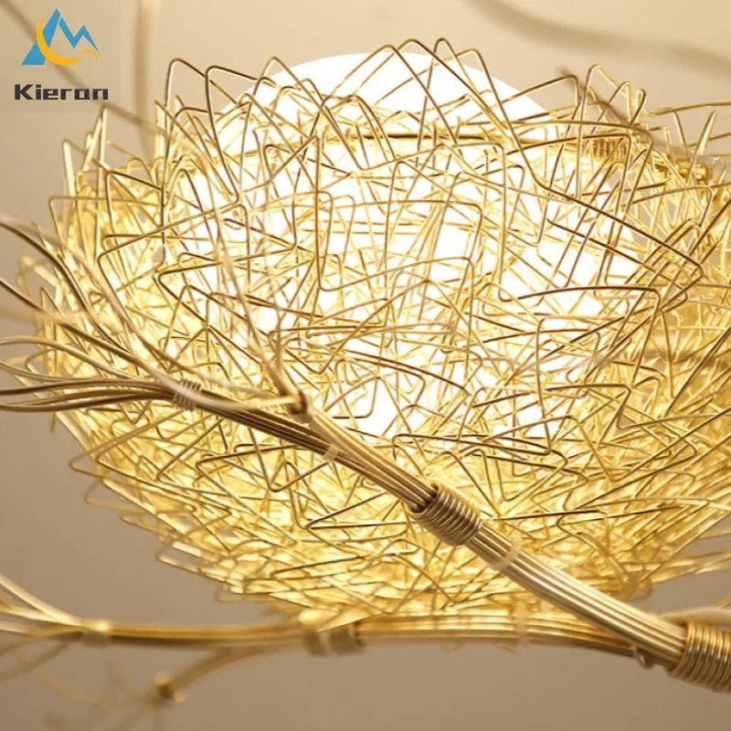 Afralia™ Bird's Nest Glass LED Ceiling Lamp for Modern Nordic Living Room Decor