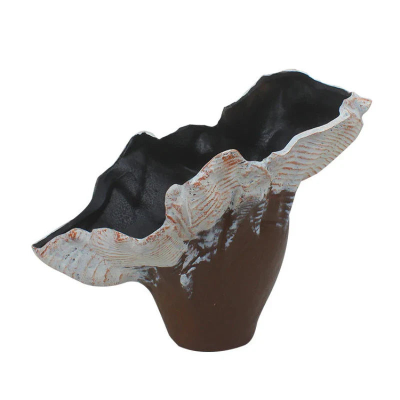 Afralia™ Irregular Resin Flower Vase Home Decor Floral Arrangement Sculpture