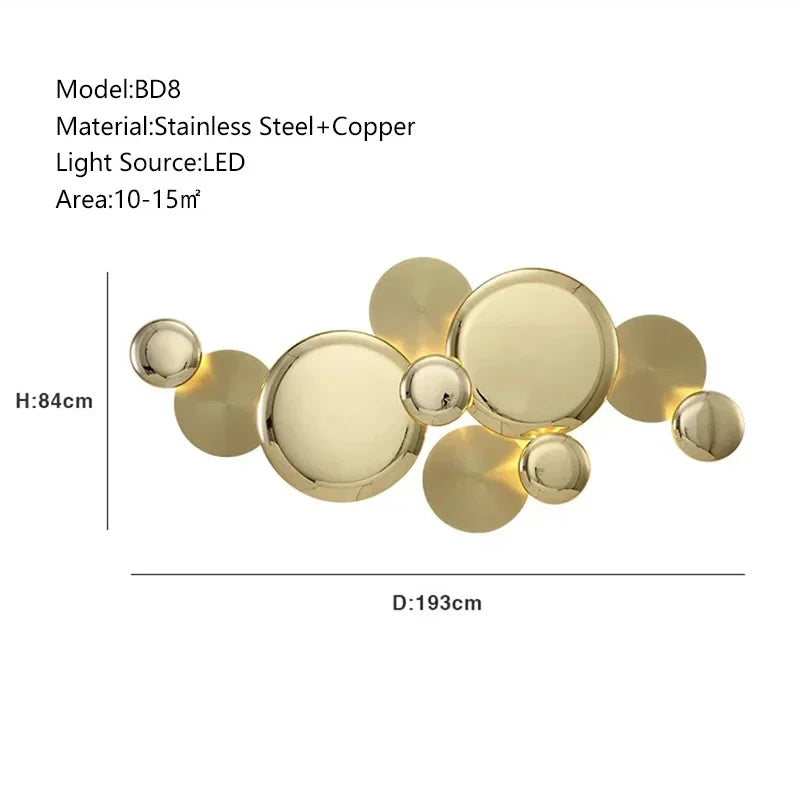Afralia™ Postmodern LED Copper Disc Wall Lamp for Luxury Home Interior Lighting