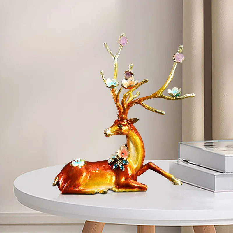 Afralia™ Deer Peace Porch Decoration Set for Luxe Living Room TV Cabinet