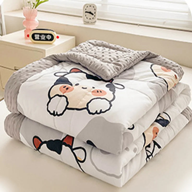 Afralia™ Cartoon Pattern Summer Comforter: Skin-Friendly Breathable Quilt for Kids & Adults