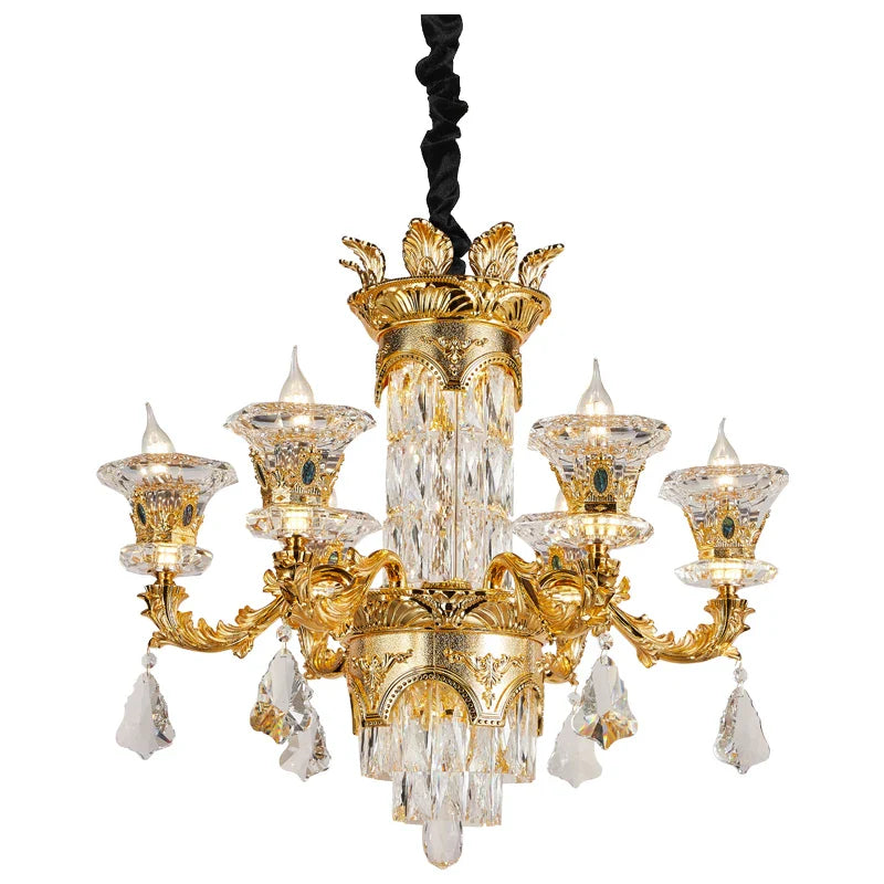 Afralia™ Jade Crystal Chandelier - Elegant European Style Living Room Lighting