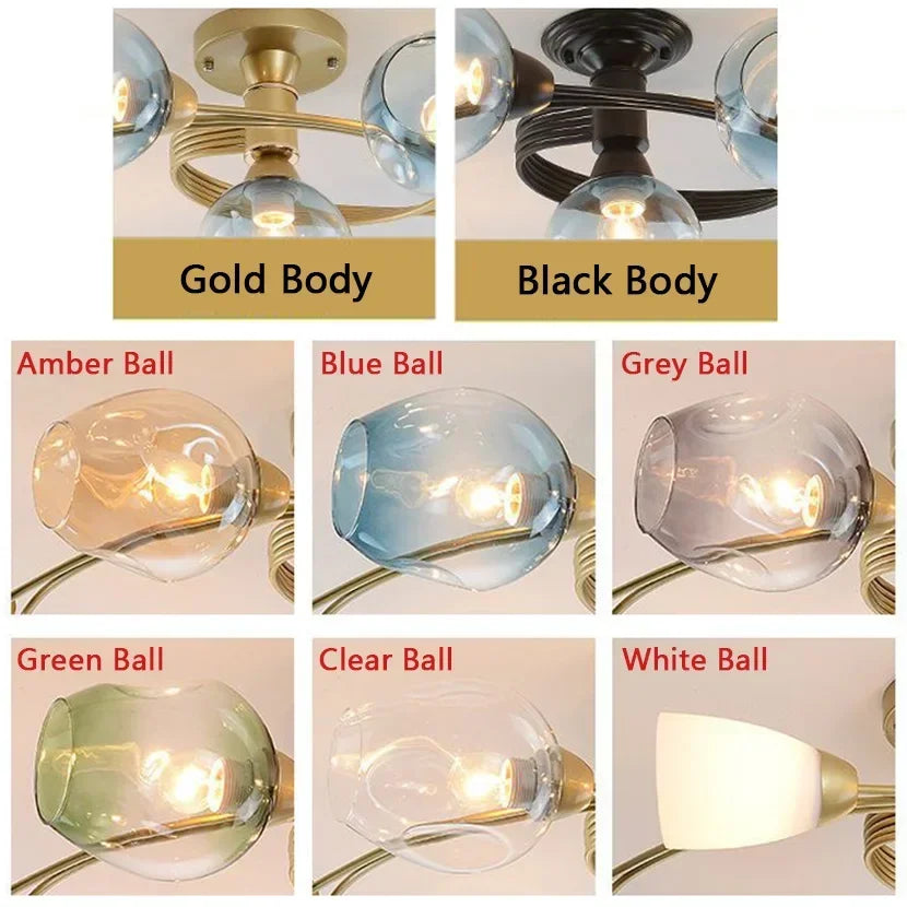 Afralia™ Glass Ball LED Chandeliers for Room Pendant Lights