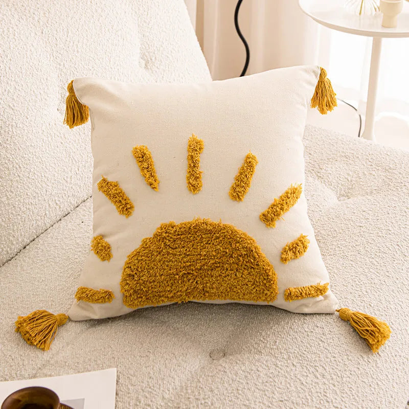 Afralia™ Sun Tufted Cotton Canvas Cushion Cover for Sofa Bedside, 45*45/30*50cm