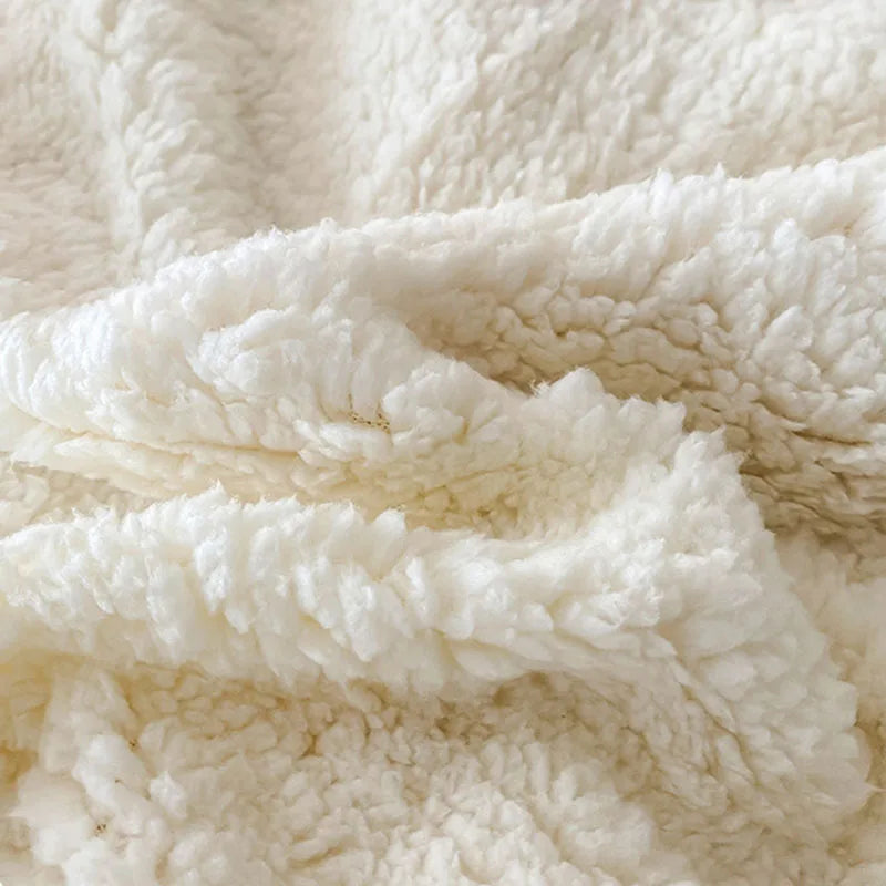 Afralia™ Striped Jacquard Taffeta Lamb Fleece Blanket: Cozy Multi-Functional Shawl for All Seasons