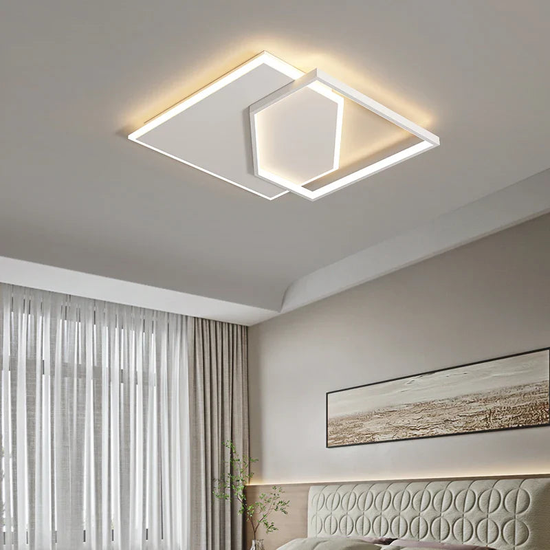 Smart LED Square White Ceiling Lamp for Bedroom, Living Room, Study Room - Afralia™ Chandelier Light