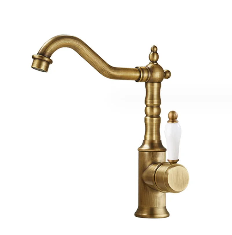 Afralia™ Gold Luxury Kitchen Faucet for Household Sink, Hot and Cold Water Mixer