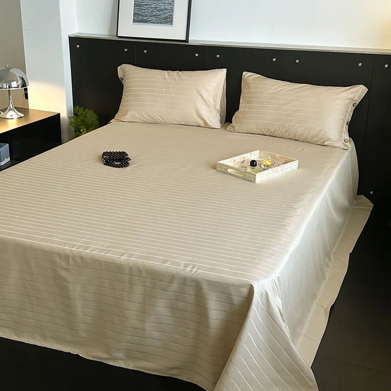 Afralia™ Soft Jacquard Satin Cotton Bed Sheet Single Bedsheet Smooth Cozy Cover