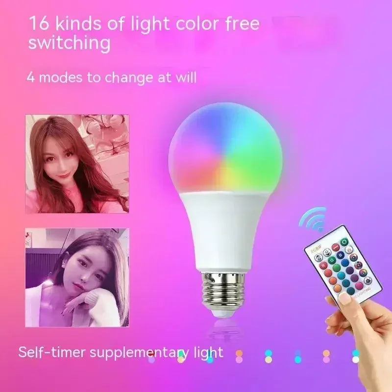 Afralia™ LED RGB Smart Bulb 16 Color Dimmable Night Lamp with Remote - Bedroom Decor Mood Light