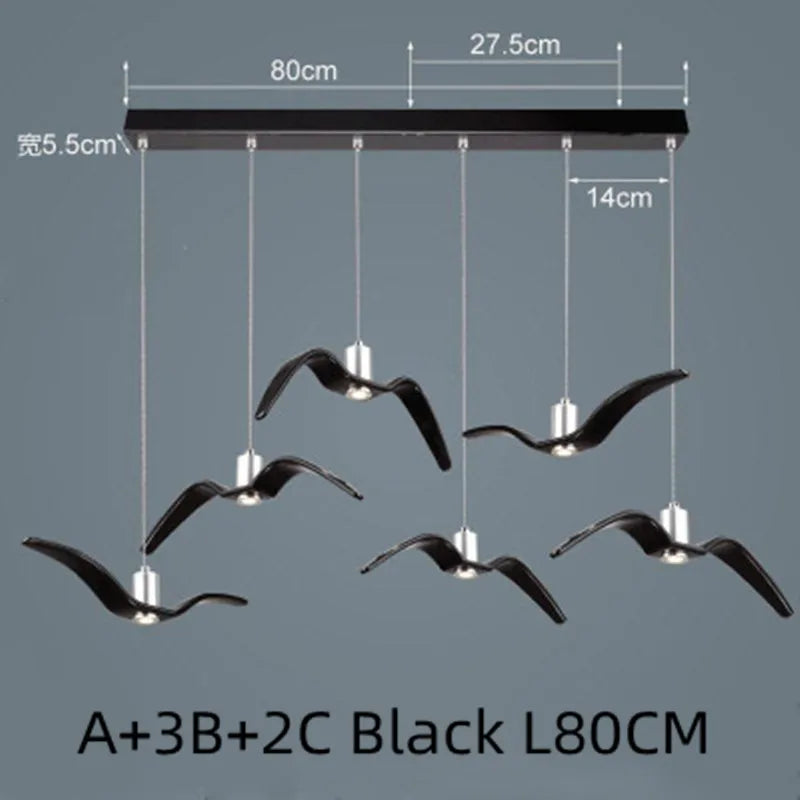 Afralia™ Seagull Nordic Bird Resin Pendant Light for Living Room, Dining, Bedroom
