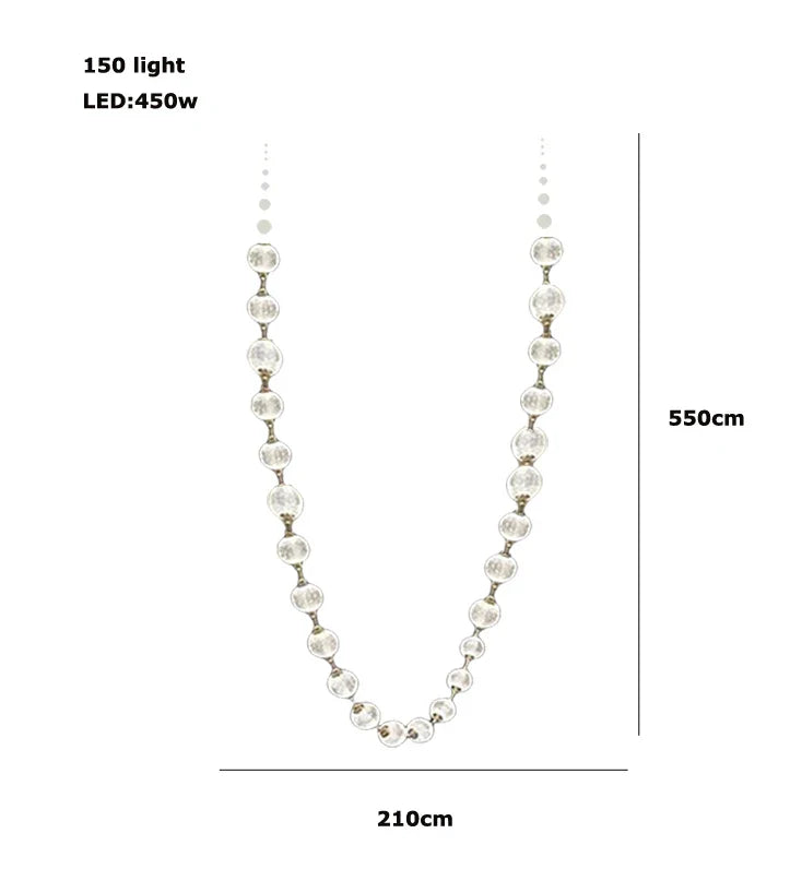 Afralia™ Pearl Necklace Design LED Chandelier for Dining Room Staircase Decor