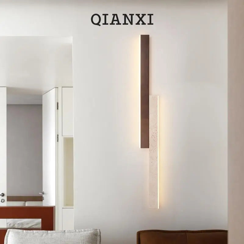 Afralia™ Simple Modern Walnut Strip Wall Lamp for Living Room Staircase