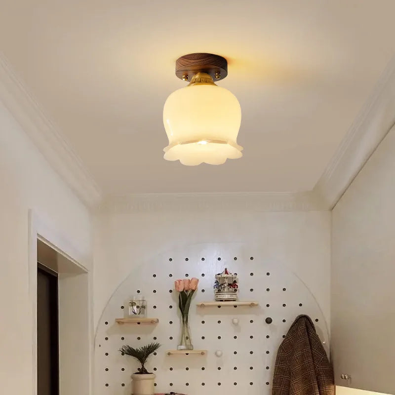 Afralia™ Walnut LED Ceiling Lamp Modern Indoor Lighting Fixture