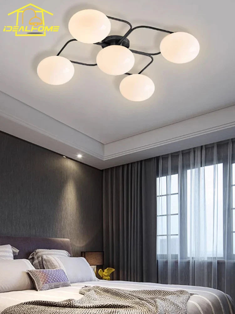 Afralia™ Nordic Iron Art Ceiling Light LED E27 Gold/Black Modern Minimalist Bedroom Restaurant