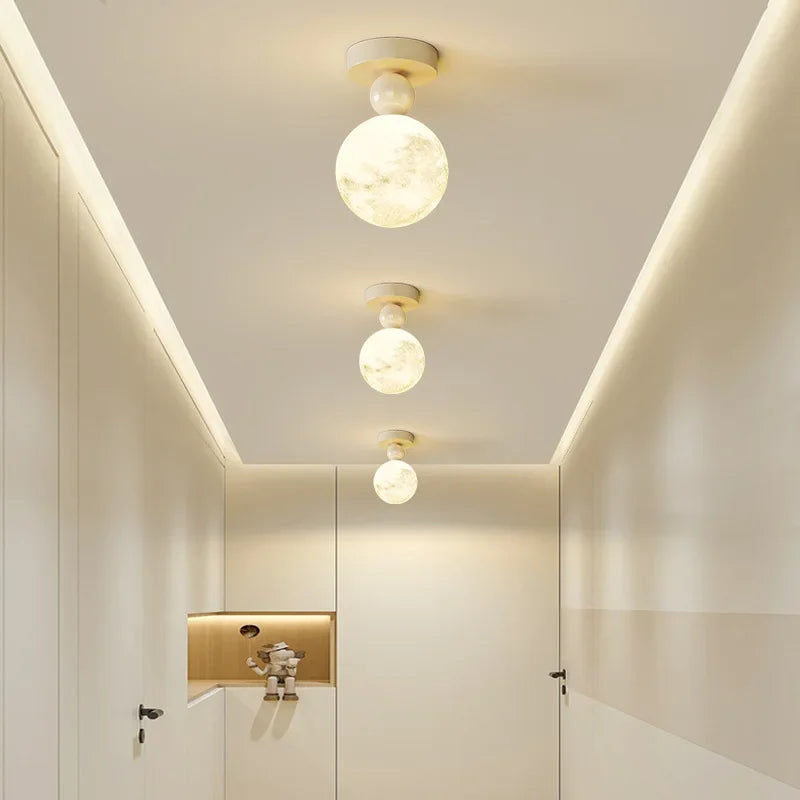Afralia™ LED Ceiling Moon Wall Lamp Minimalist Bedroom Lighting Fixture