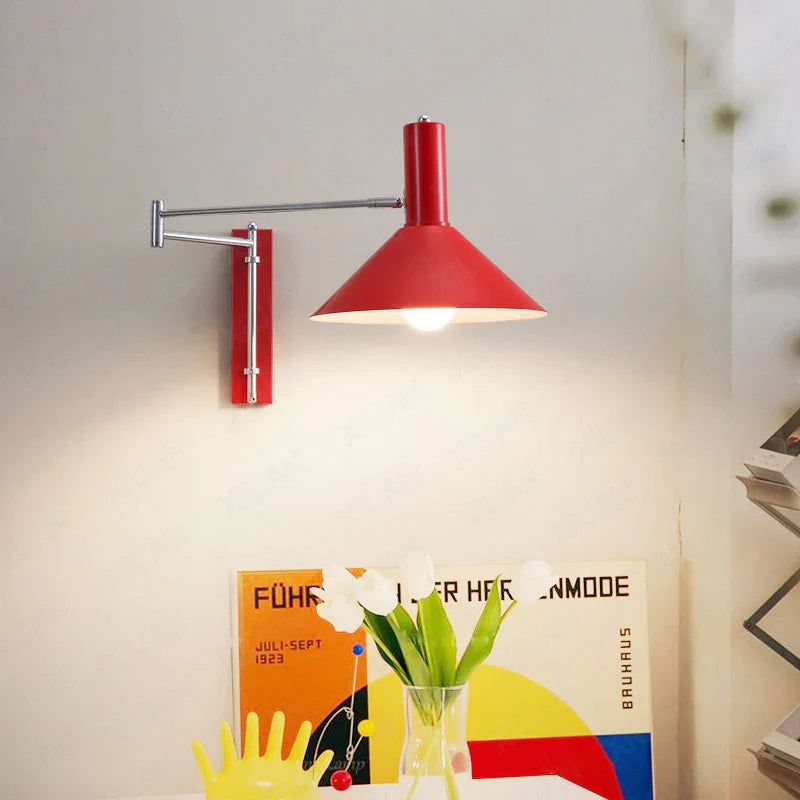 Afralia™ Industrial Metal Wall Lamp with Extendable Arms for Bedside Reading