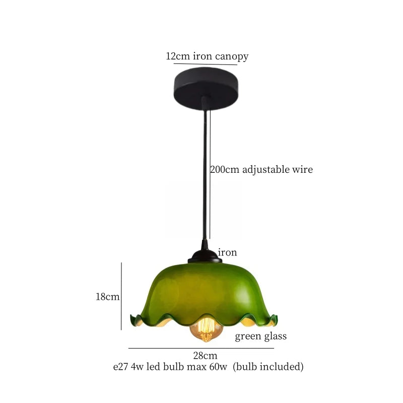 Afralia™ Green Glass LED Pendant Lamp for Living & Dining Room Decor