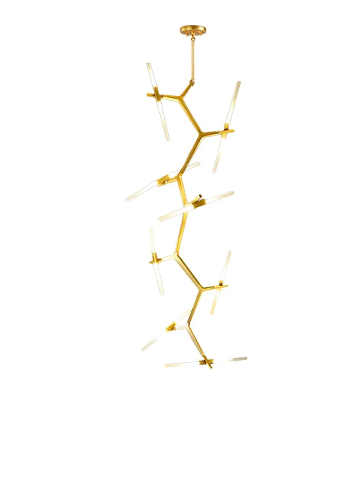 Afralia™ Gold Branch LED Chandelier for Duplex Villa Staircase - Modern Indoor Lighting