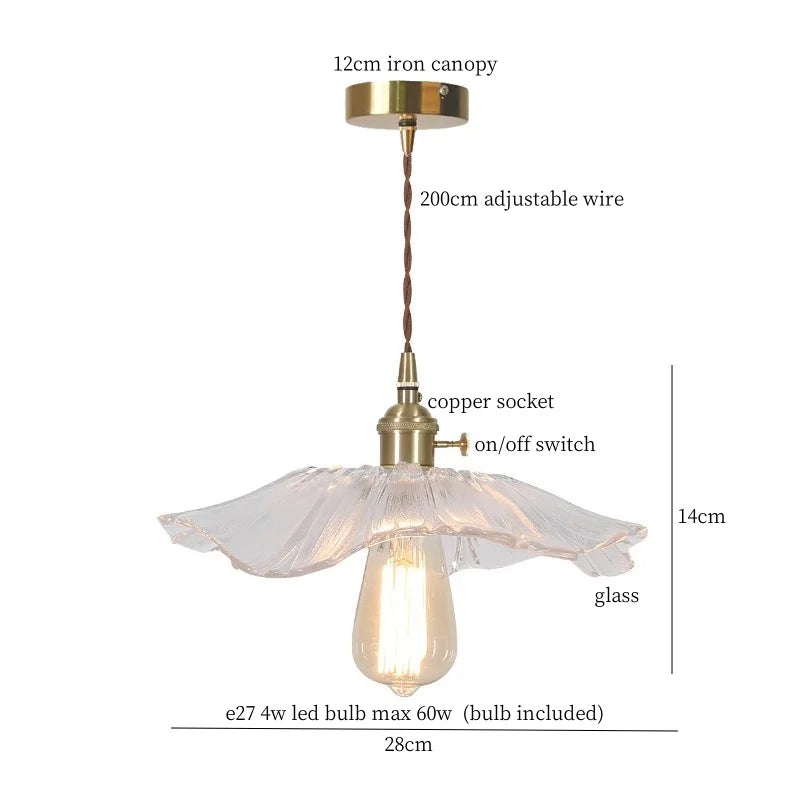Afralia™ Petal Glass Copper LED Pendant Light- Modern Nordic Design