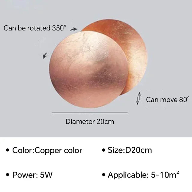 Afralia™ Rotatable Solar Eclipse LED Wall Lights in Black Gold Texture