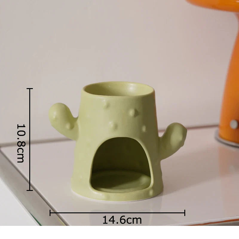 Afralia™ Ceramic Cactus Incense Burner and Aromatherapy Tray