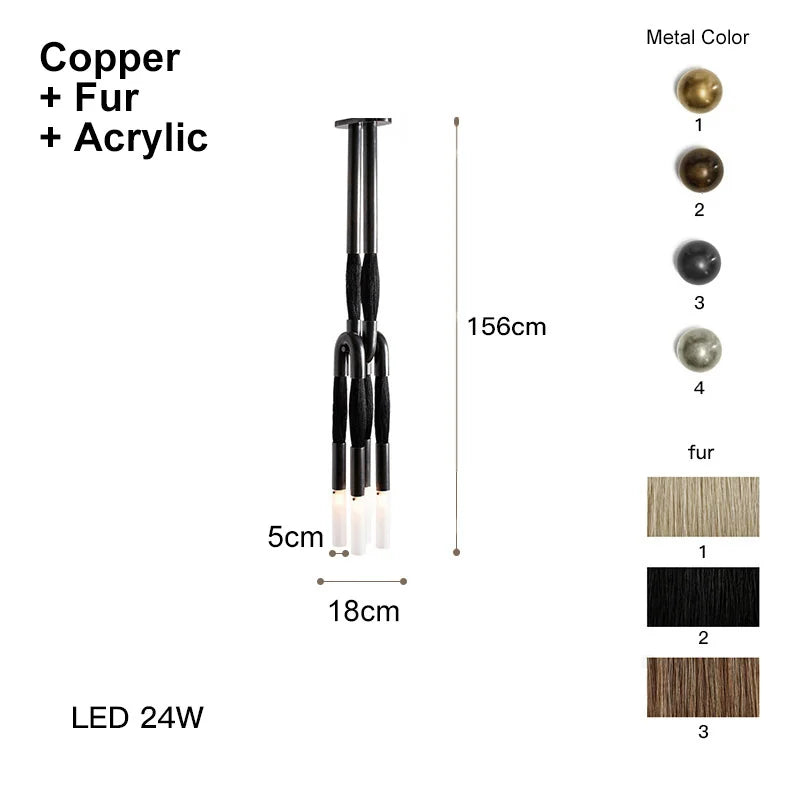 Afralia™ Vintage Horsehair Brass Pendant Light - Art Deco LED Ceiling Fixture