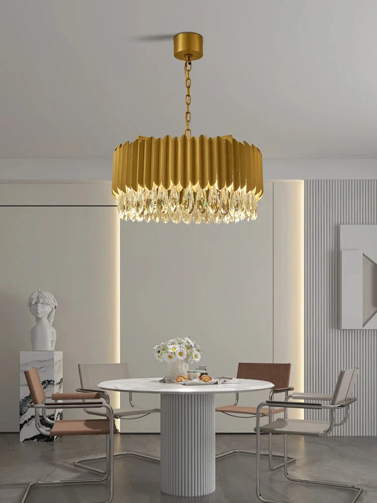 Nordic Crystal Water Droplet Pendant Lights by Afralia™ - Round Dimmable Lamp for Home Lighting
