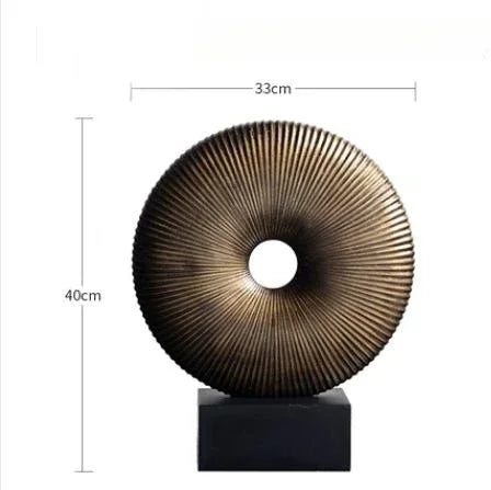 Afralia™ Golden Round Openwork Ring - Home Decor Sculpture Hollow Out Figurines